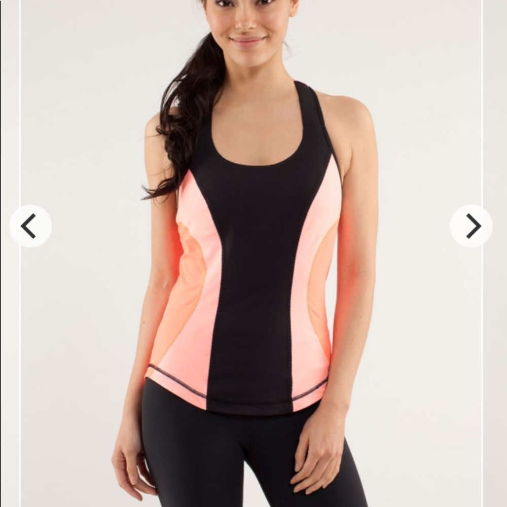 Lululemon Cardio Kick Tank in Coral/Black size 8